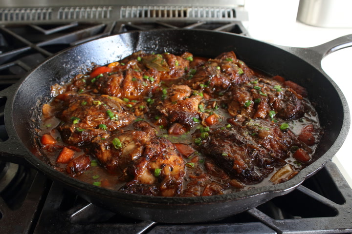 Brown Stew Chicken Cooking Process