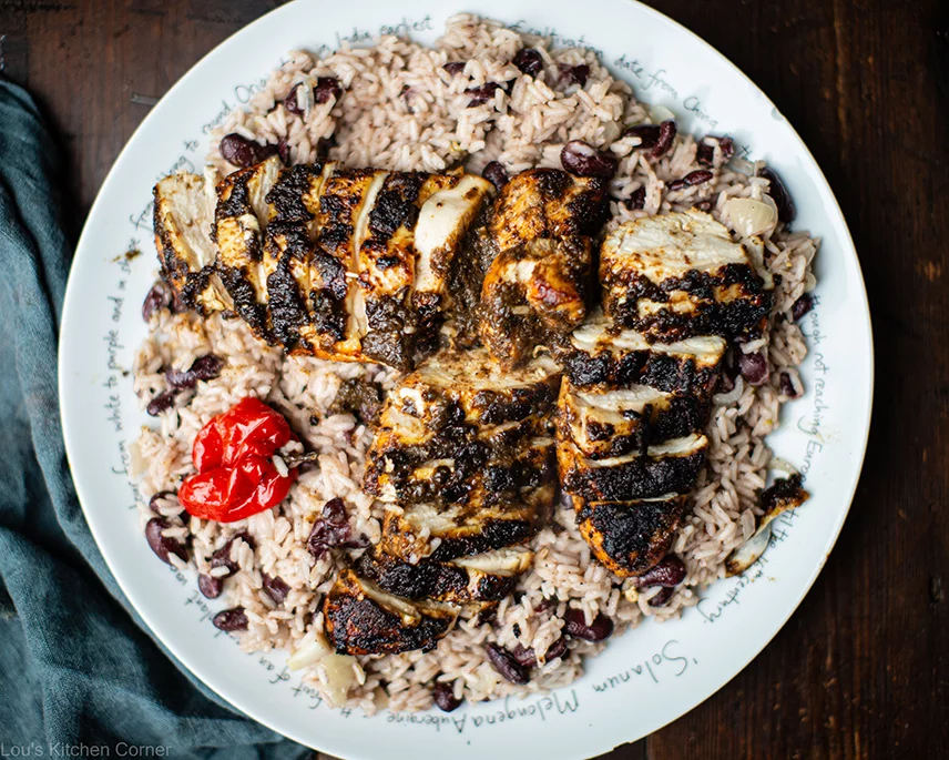 JERK CHICKEN RICE AND PIGEON PEAS