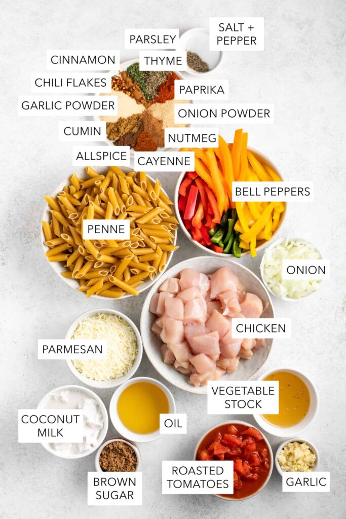 KEY INGREDIENTS OF JAMAICAN JERK CHICKEN RASTA PASTA RECIPE