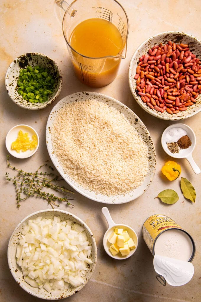 ingredients for rice and beans jamaican style