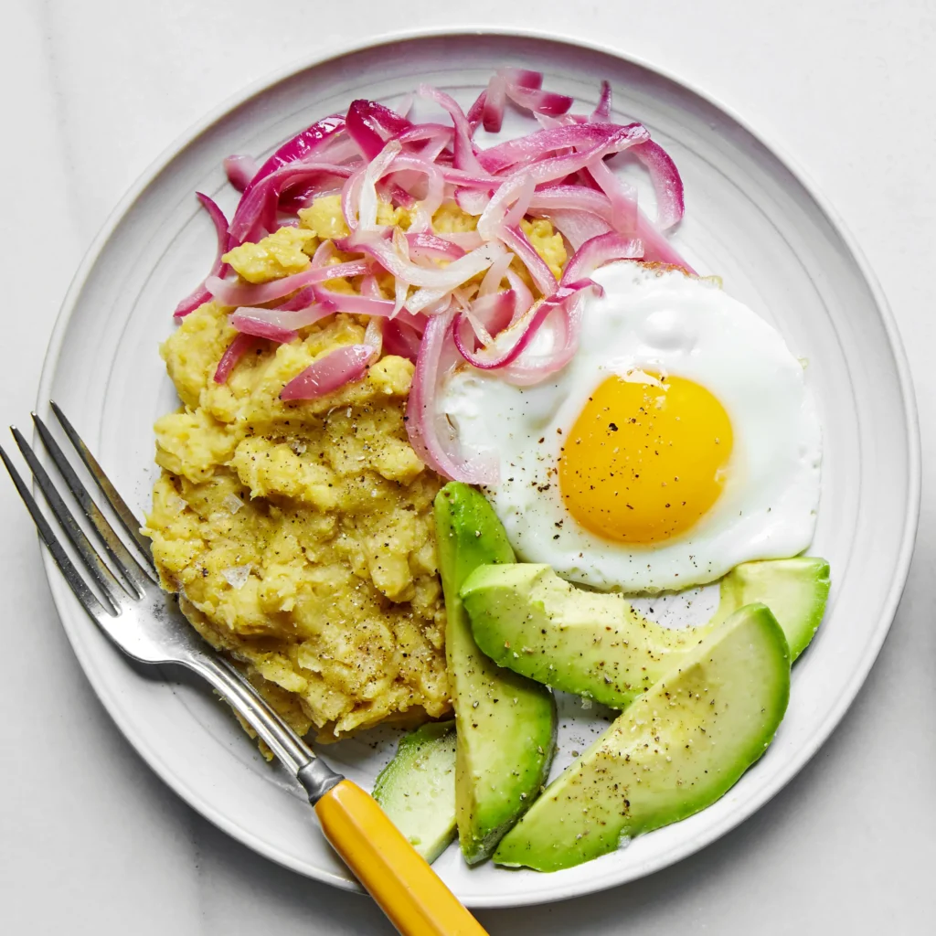 Mangú, a dish of mashed plantains